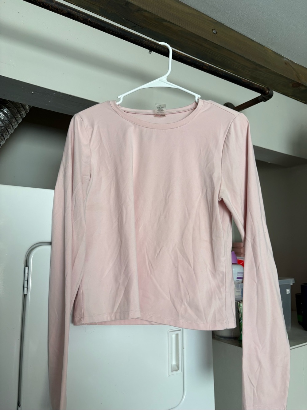 Classic Crewneck Long-Sleeve Top - Light Pink
